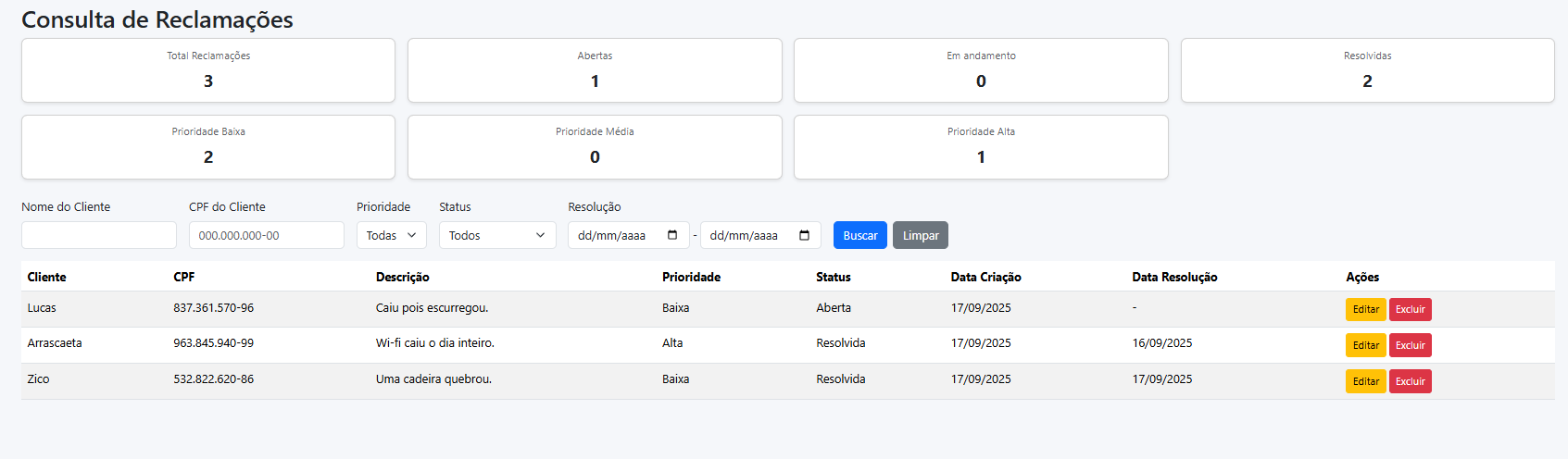 Consulta Reclamações